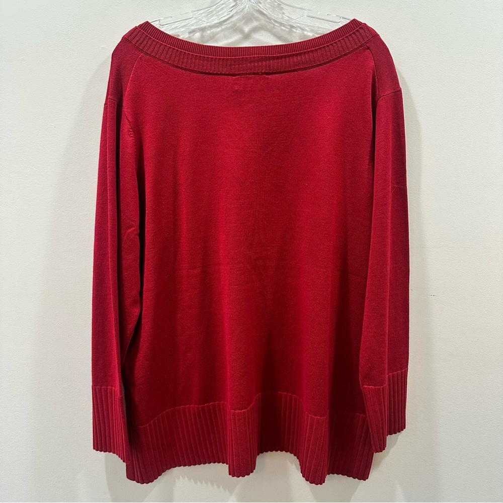 Cable‎ & Gauge Red V-Neck Sweater Women's Size 2X NEW - Picture 6 of 9
